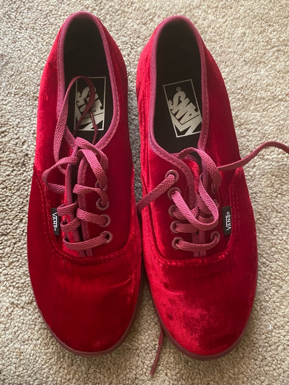Red velvet Vans sneakers